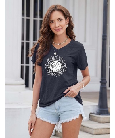 Women's Summer Short Sleeve Cute Sunflower Graphic Printed Tee Vintage T Shirt Cotton Tops Novelty Cool Shirts 1 Navy $13.99 ...