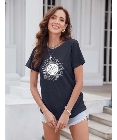 Women's Summer Short Sleeve Cute Sunflower Graphic Printed Tee Vintage T Shirt Cotton Tops Novelty Cool Shirts 1 Navy $13.99 ...