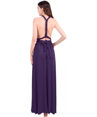 Womens Transformer Evening Dress Maxi Cocktail Wrap Convertible Multi Way Floor Long Formal Gown Eggplant Purple $13.24 Dresses