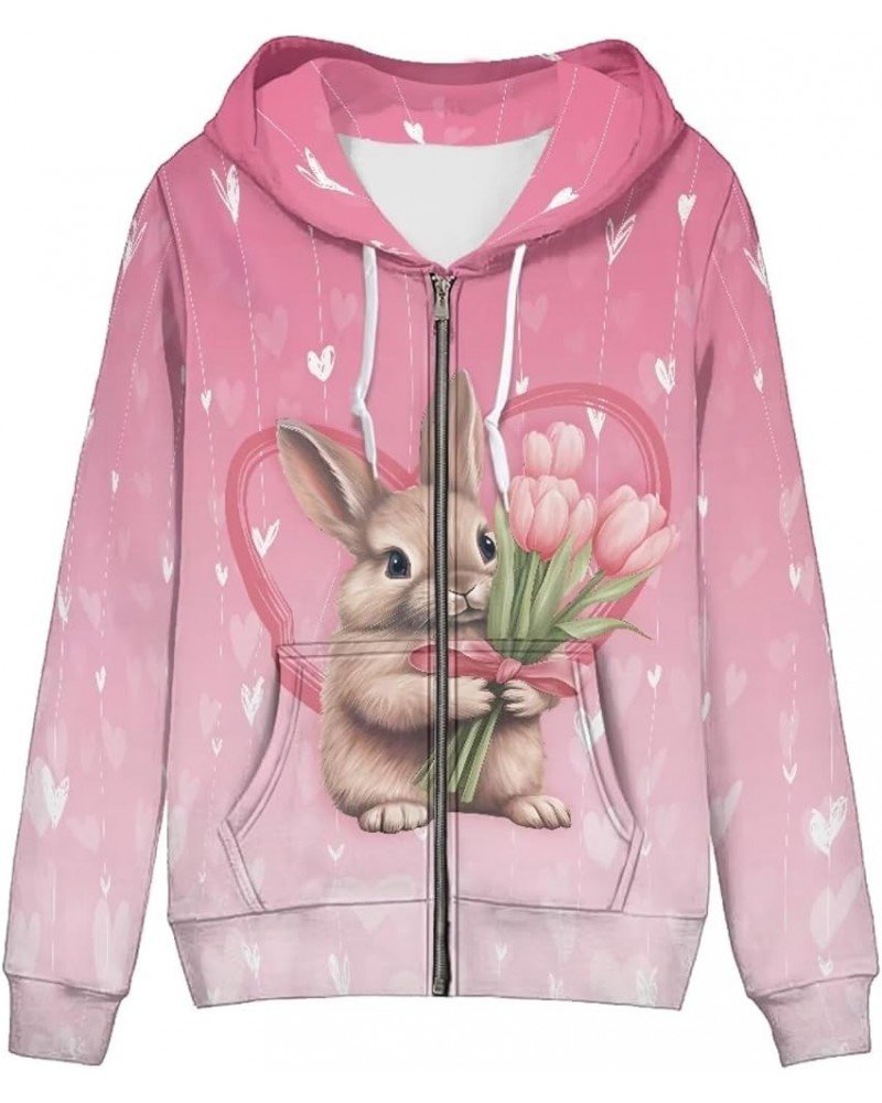 Zip Up Hoodie Sweatshirt Jacket Streetwear for Women Teen Girls Oversized XS-5XL 0 Easter Rabbit $19.50 Hoodies & Sweatshirts