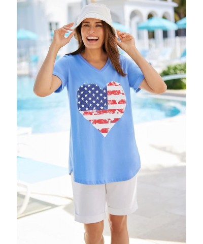 Women's Plus Size Cuffed Americana Print Tee Shirt Americana Heart $19.26 T-Shirts