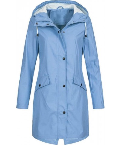 Raincoat Hoodie for Women Casual Women Thicker Winter Slim Women's Coat Rain Jackets for Women Waterproof Rain Sky Blue 3 $28...