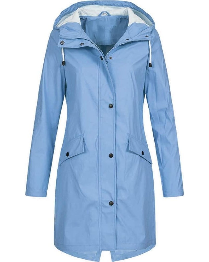 Raincoat Hoodie for Women Casual Women Thicker Winter Slim Women's Coat Rain Jackets for Women Waterproof Rain Sky Blue 3 $28...