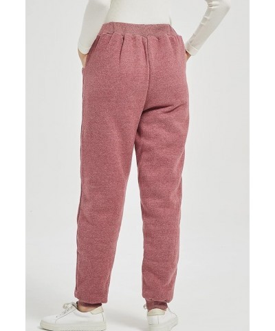 Women's Warm Sherpa Lined Athletic Workout Sweatpants Fleece Joggers Pants Wine Red $16.51 Activewear