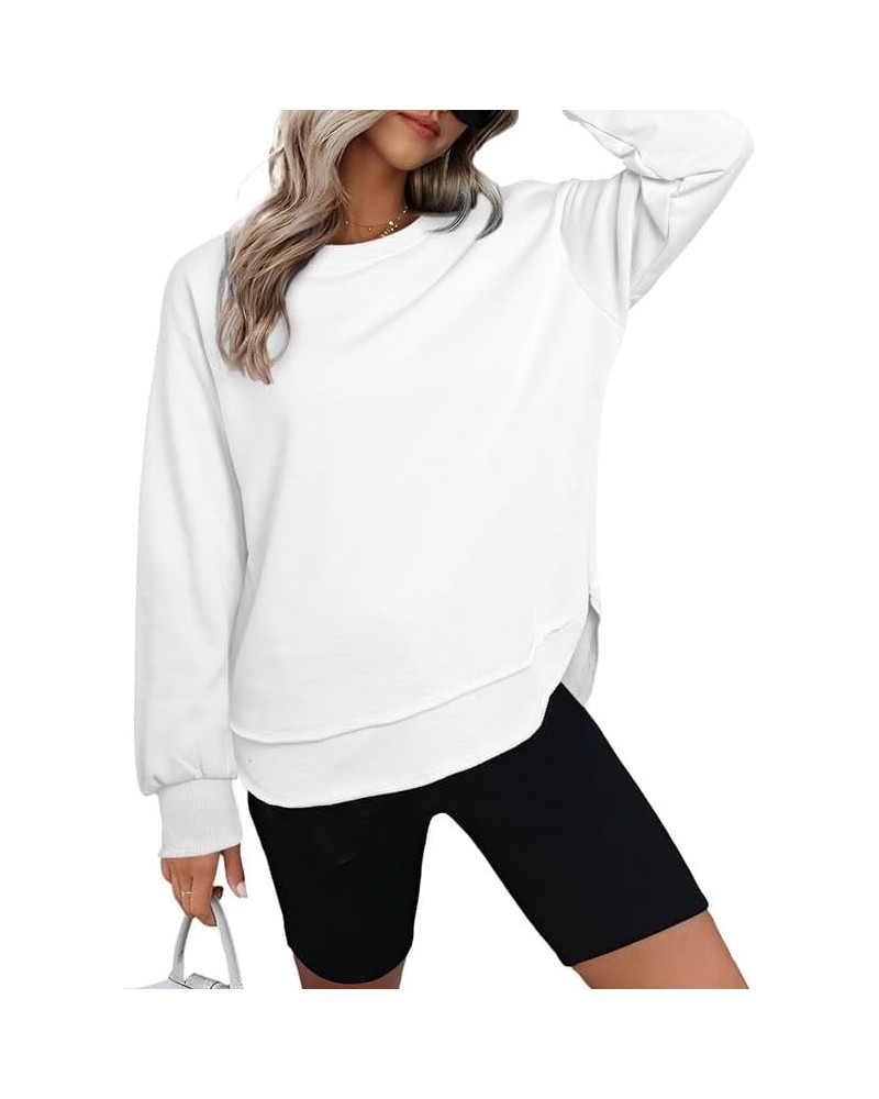 Oversized Sweatshirts for Women Loose Fit Casual Crewneck Long Sleeve Fall Outfits Women Trendy Pullover Tunic Tops A White $...