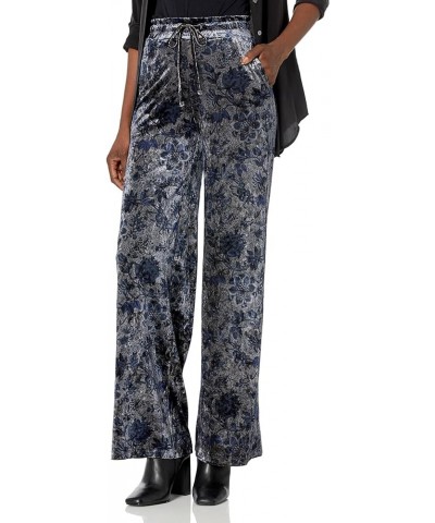 Women's Jade Stretch Velvet Wide Leg Pant Spice Market Floral Print Navy $14.32 Pants