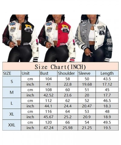 Womens Varsity Jacket Long Sleeve Button Down Cropped Bomber Jackets Casual Baseball Coat Y2K Streetwear Grey&white $19.14 Ja...