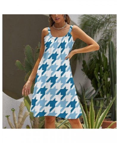 Womens Summer Dress 3D Printed Slings Beach Party Loose Skirt Casual Sundresses Blue $14.99 Dresses