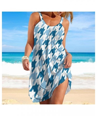 Womens Summer Dress 3D Printed Slings Beach Party Loose Skirt Casual Sundresses Blue $14.99 Dresses