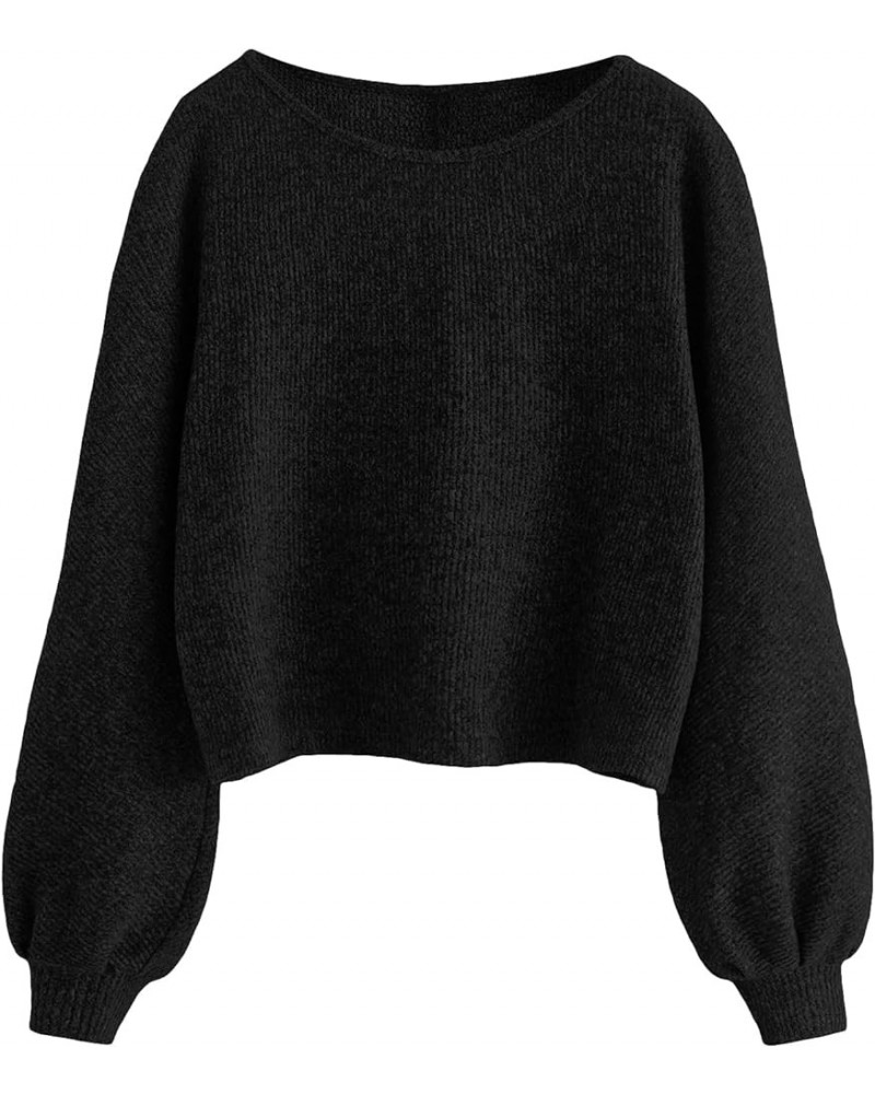 Women's Casual Solid Ribbed Knit Raglan Long Sleeve Crop Top T Shirt Pure Black $16.52 T-Shirts