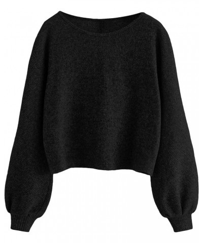 Women's Casual Solid Ribbed Knit Raglan Long Sleeve Crop Top T Shirt Pure Black $16.52 T-Shirts