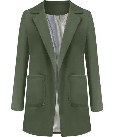 Women's Long Blazer Blazer Jackets Perfect for Casual Business Wear Solid Color Long Sleeve Blazers Army Green $9.33 Blazers