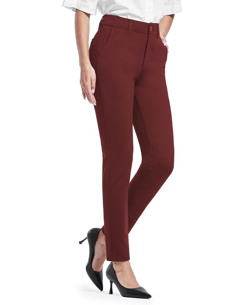 Dress Pants for Women Stretch Skinny Work Pants Comfy Slacks Business Casual Office Trousers Regular 29" Inseam Burgudny $22....