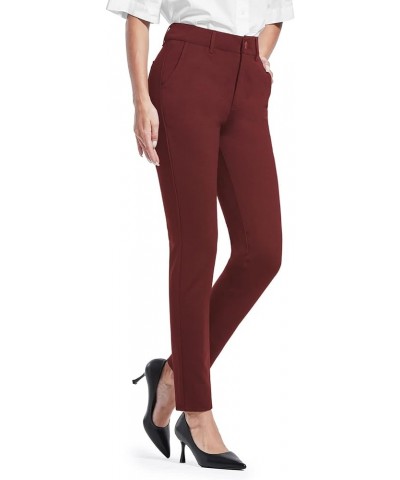 Dress Pants for Women Stretch Skinny Work Pants Comfy Slacks Business Casual Office Trousers Regular 29" Inseam Burgudny $22....