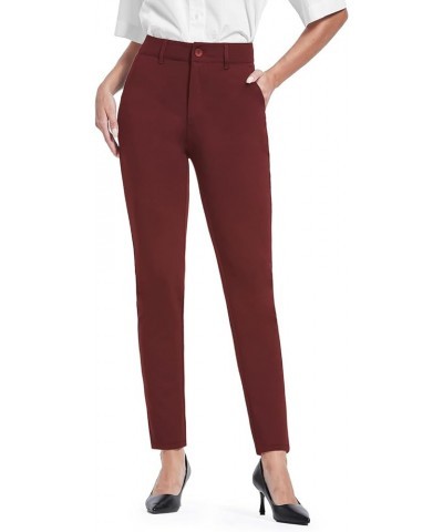 Dress Pants for Women Stretch Skinny Work Pants Comfy Slacks Business Casual Office Trousers Regular 29" Inseam Burgudny $22....