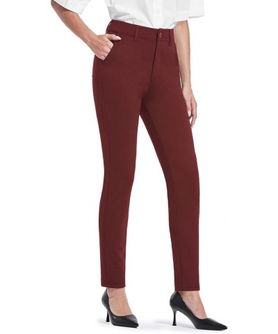 Dress Pants for Women Stretch Skinny Work Pants Comfy Slacks Business Casual Office Trousers Regular 29" Inseam Burgudny $22....