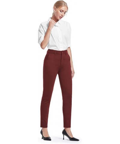 Dress Pants for Women Stretch Skinny Work Pants Comfy Slacks Business Casual Office Trousers Regular 29" Inseam Burgudny $22....