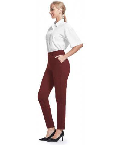 Dress Pants for Women Stretch Skinny Work Pants Comfy Slacks Business Casual Office Trousers Regular 29" Inseam Burgudny $22....