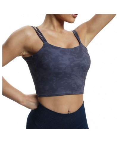 Women's Workout Sports Bras Fitness Padded Backless Yoga Crop Tank Top Twist Back Cami Cloud Navy $17.27 Lingerie