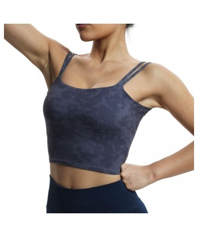 Women's Workout Sports Bras Fitness Padded Backless Yoga Crop Tank Top Twist Back Cami Cloud Navy $17.27 Lingerie