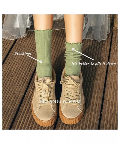 Women Socks, Women Ankle Socks, Lovely double needle solid color Lace edge relent lady socks 3 Pairs-coffee $9.71 Activewear