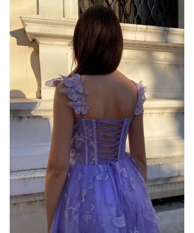 3D Butterfly Tulle Prom Dresses Tea Length Lace Appliques Embroidery A Line Formal Evening Party Gowns with Pockets Sky Blue ...