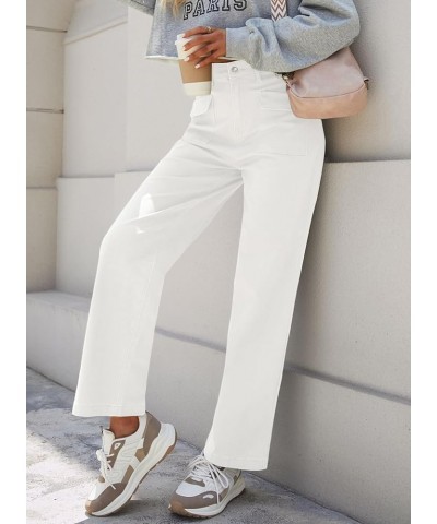 Womens Cargo Pants Women Baggy Wide Leg High Waist Casual Pants Jean Stretch Pants White $23.39 Jeans