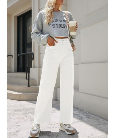 Womens Cargo Pants Women Baggy Wide Leg High Waist Casual Pants Jean Stretch Pants White $23.39 Jeans