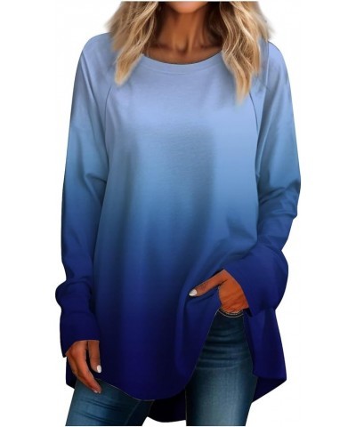 Long Sleeve T Shirt,Women's Fashion Daily Versatile Casual Round Neck Three Quarter Sleeve Printed Top 5-dark Blue $10.09 Act...