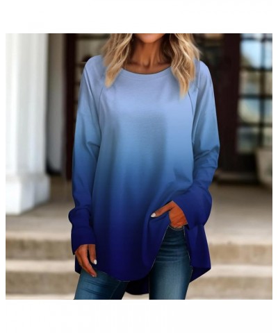 Long Sleeve T Shirt,Women's Fashion Daily Versatile Casual Round Neck Three Quarter Sleeve Printed Top 5-dark Blue $10.09 Act...