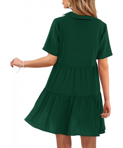 Women V Neck Dress Summer Short/Long Sleeve Flowy Tiered Shift Dresses A:green $23.50 Dresses