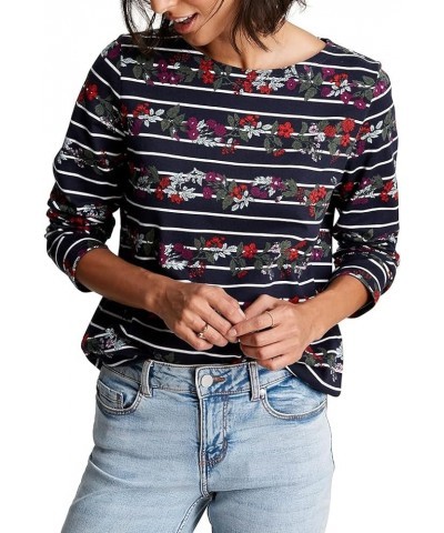 Women's Harbour Print Long Sleeve Jersey Top Navy Floral Stripe $19.80 T-Shirts