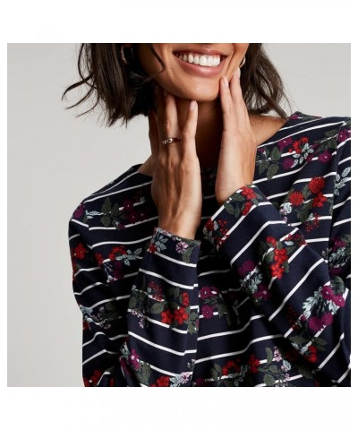 Women's Harbour Print Long Sleeve Jersey Top Navy Floral Stripe $19.80 T-Shirts