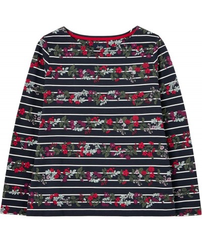 Women's Harbour Print Long Sleeve Jersey Top Navy Floral Stripe $19.80 T-Shirts