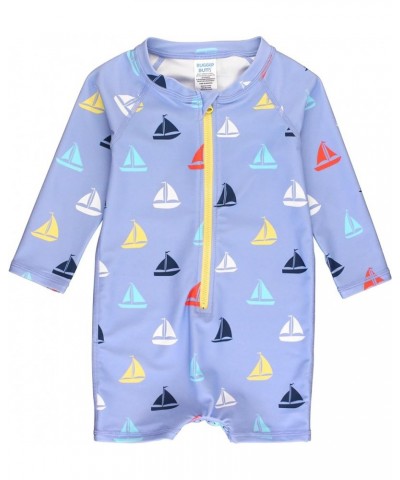 Baby/Toddler Boy Swimsuit, One Piece Zipper Rash Guard Sunsuit with UPF 50+ Sun Protection Down By the Bay $10.79 Swimsuits