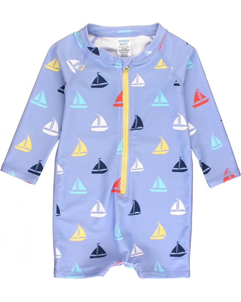 Baby/Toddler Boy Swimsuit, One Piece Zipper Rash Guard Sunsuit with UPF 50+ Sun Protection Down By the Bay $10.79 Swimsuits