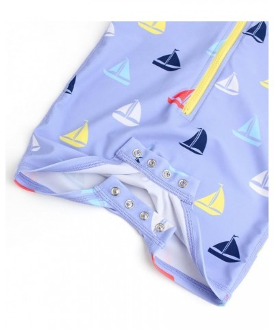 Baby/Toddler Boy Swimsuit, One Piece Zipper Rash Guard Sunsuit with UPF 50+ Sun Protection Down By the Bay $10.79 Swimsuits