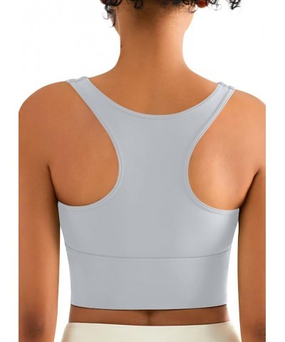 High Neck Longline Sports Bras for Women Sewn-in Pads High Coverage Sports Bra for Yoga Gym Fitness Workout Crop Tops A11-rhi...