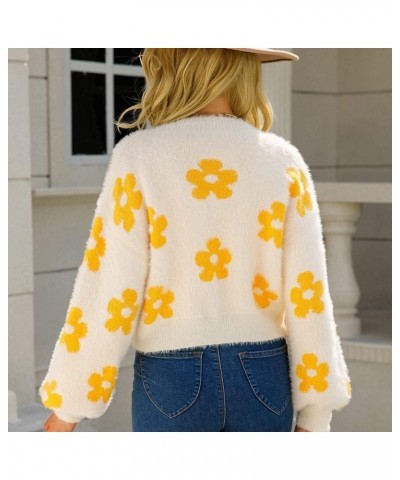 Women's Long Sleeve Open Front Cardigan Loose Knit Sweater Cardigans Floral Casual Outerwear Beige $18.86 Sweaters