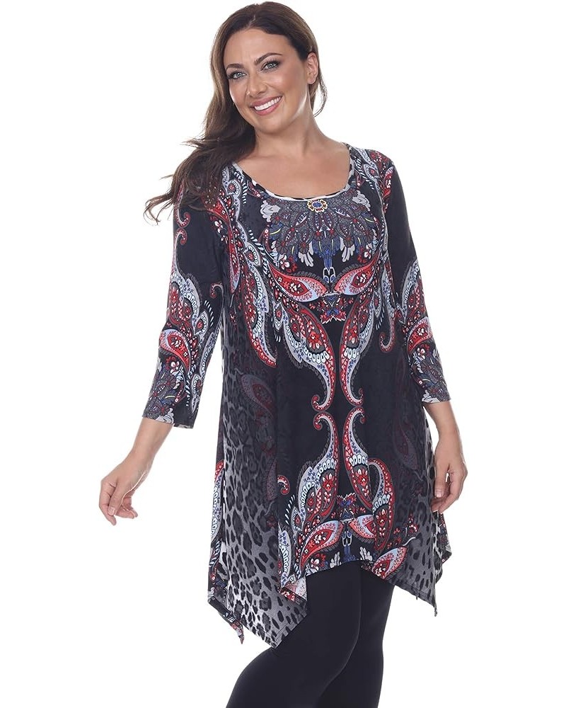 Women's Plus Size Marlene Tunic Top Gray Multi $14.40 Tops