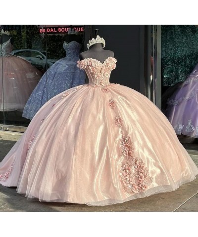 Women's Puffy Tulle Quinceanera Dresses Off The Shoulder Sweet 15 Dresses with Train Sweetheart Lace Ball Gown PF42 Coral $75...