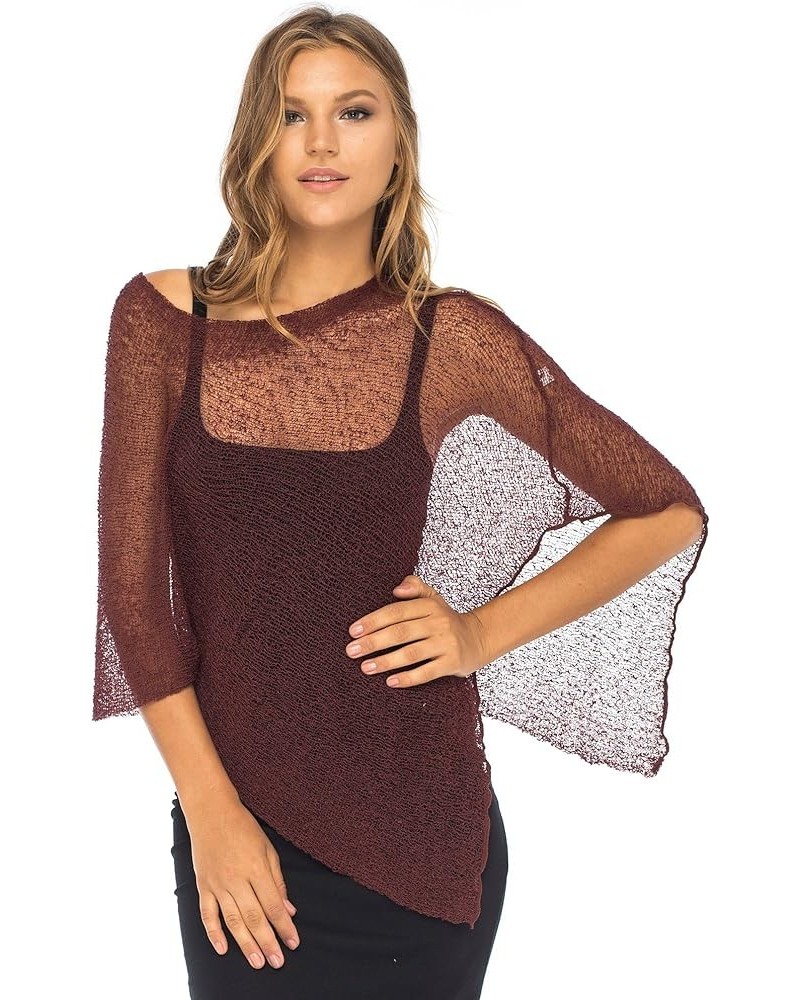 Womens Sheer Poncho Shrug Bolero, Lightweight Summer Shrug Pullover Sweater Brick $12.60 Sweaters