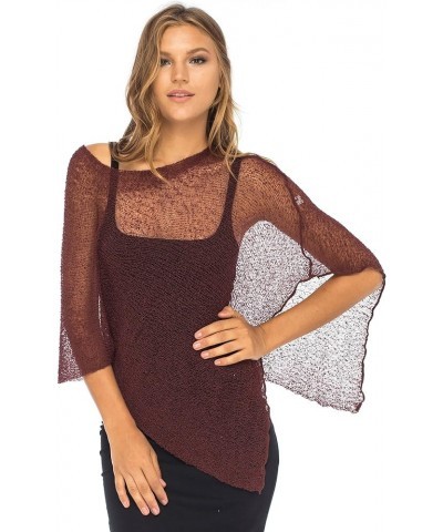 Womens Sheer Poncho Shrug Bolero, Lightweight Summer Shrug Pullover Sweater Brick $12.60 Sweaters