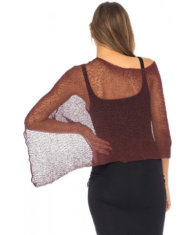 Womens Sheer Poncho Shrug Bolero, Lightweight Summer Shrug Pullover Sweater Brick $12.60 Sweaters