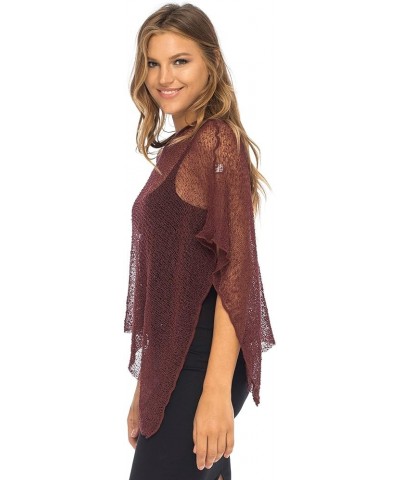 Womens Sheer Poncho Shrug Bolero, Lightweight Summer Shrug Pullover Sweater Brick $12.60 Sweaters