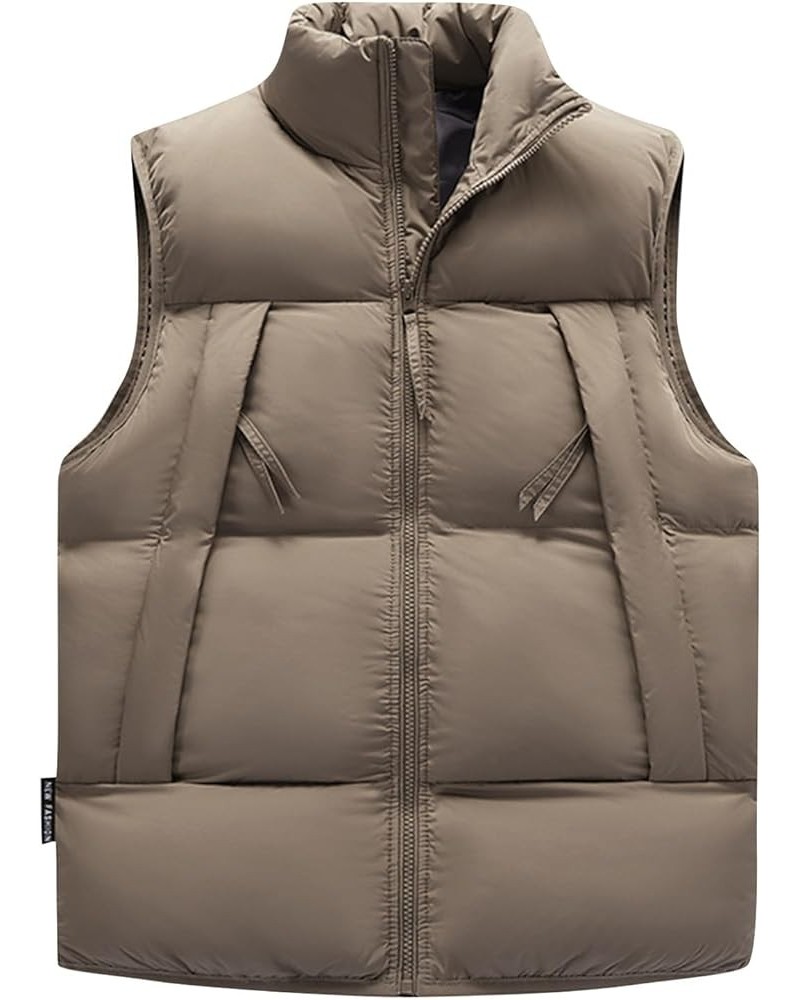 Cropped Vest,Fashion Zip Up Sleeveless Quilted Vest Plus Size Warm Outerwear Jackets Casual Fall Winter Puffer Vest 03-khaki ...