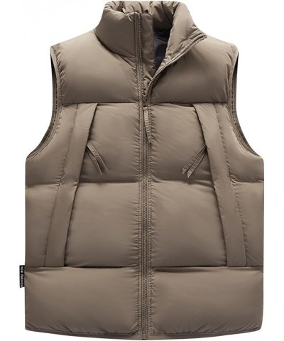 Cropped Vest,Fashion Zip Up Sleeveless Quilted Vest Plus Size Warm Outerwear Jackets Casual Fall Winter Puffer Vest 03-khaki ...