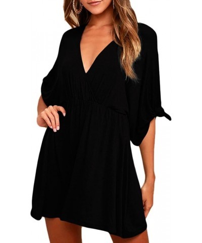 Women Long Sleeve Casual Summer Ruffle Backless Floral Flowy Swing Mini Dress G-black $20.39 Dresses