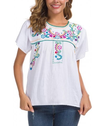 Women's Embroidered Mexican Peasant Blouse Mexico Summer Shirt Short Sleeve B169-w $11.89 T-Shirts