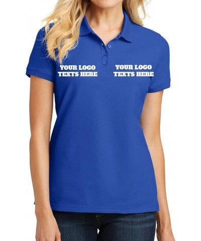 L100 Ladies Custom Stitching Embroidery Logo Text Design Your Own Core Pique Polo Shirts Royal $15.05 Shirts